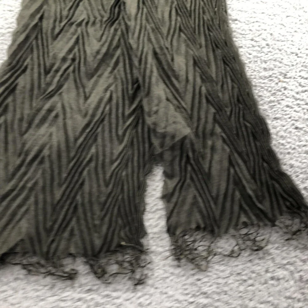 Yansi Fugel Scarf Womens One Size Green Wool Silk Angora Chevron Fringe Italy